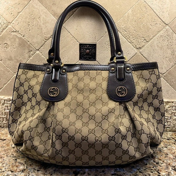 GUCCI SCARLETT GG FABRIC CANVAS TOTE GUC - Picture 1 of 16